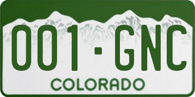 CO license plate 001GNC