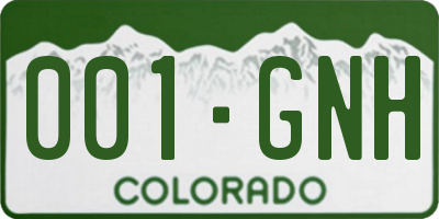 CO license plate 001GNH