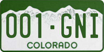 CO license plate 001GNI