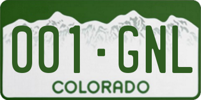 CO license plate 001GNL