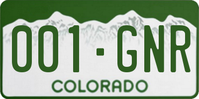 CO license plate 001GNR