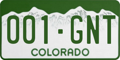 CO license plate 001GNT