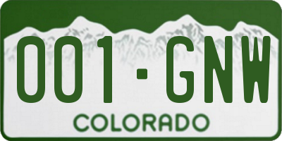 CO license plate 001GNW