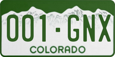 CO license plate 001GNX