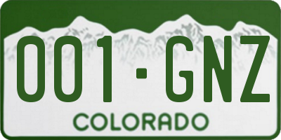 CO license plate 001GNZ