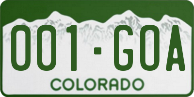 CO license plate 001GOA