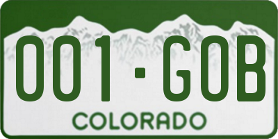 CO license plate 001GOB