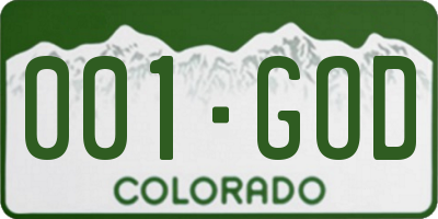 CO license plate 001GOD