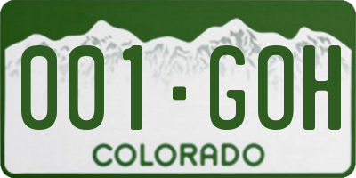 CO license plate 001GOH