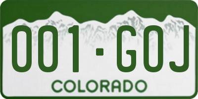 CO license plate 001GOJ