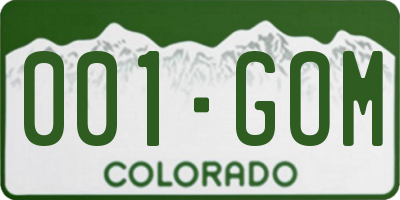 CO license plate 001GOM