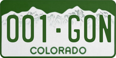 CO license plate 001GON