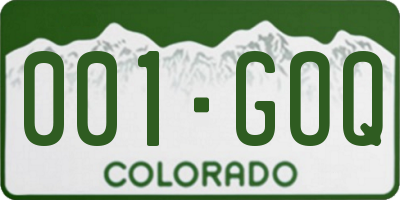 CO license plate 001GOQ
