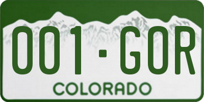 CO license plate 001GOR
