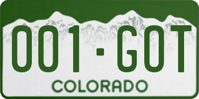 CO license plate 001GOT