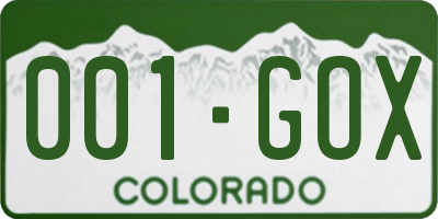 CO license plate 001GOX