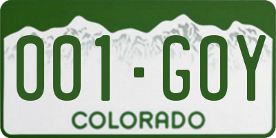 CO license plate 001GOY