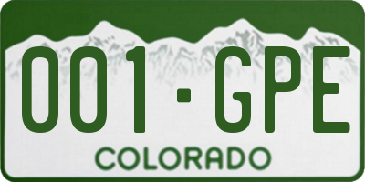 CO license plate 001GPE