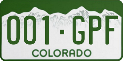 CO license plate 001GPF