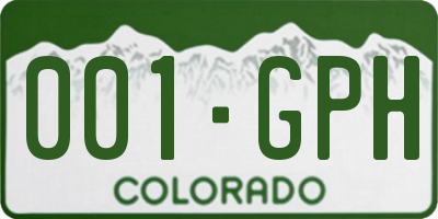 CO license plate 001GPH