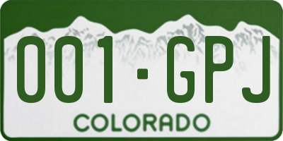 CO license plate 001GPJ