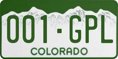 CO license plate 001GPL