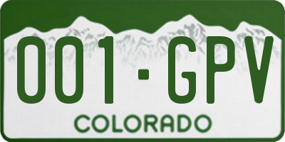 CO license plate 001GPV