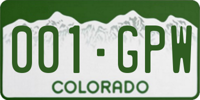 CO license plate 001GPW