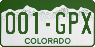 CO license plate 001GPX