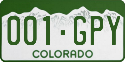 CO license plate 001GPY