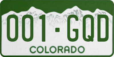 CO license plate 001GQD