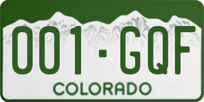 CO license plate 001GQF