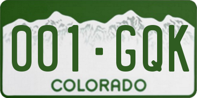 CO license plate 001GQK