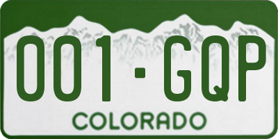 CO license plate 001GQP