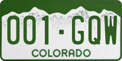 CO license plate 001GQW