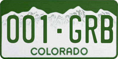 CO license plate 001GRB