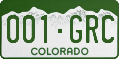 CO license plate 001GRC