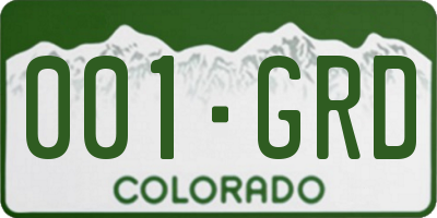 CO license plate 001GRD