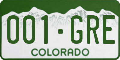 CO license plate 001GRE