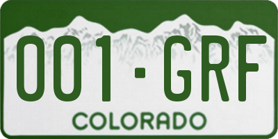 CO license plate 001GRF