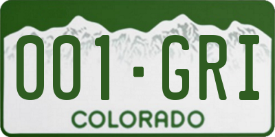 CO license plate 001GRI