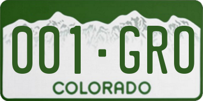 CO license plate 001GRO