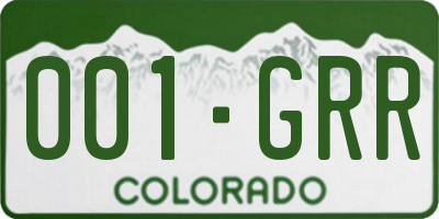 CO license plate 001GRR