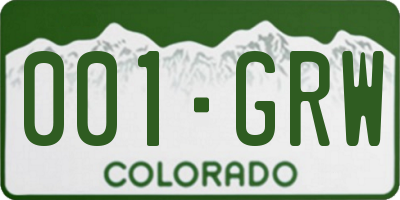 CO license plate 001GRW