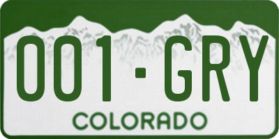 CO license plate 001GRY