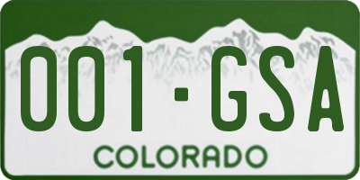 CO license plate 001GSA