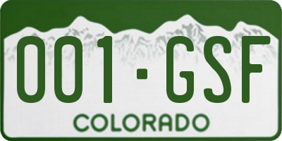 CO license plate 001GSF