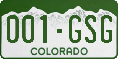 CO license plate 001GSG