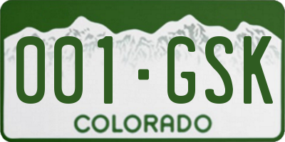 CO license plate 001GSK