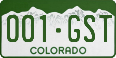 CO license plate 001GST